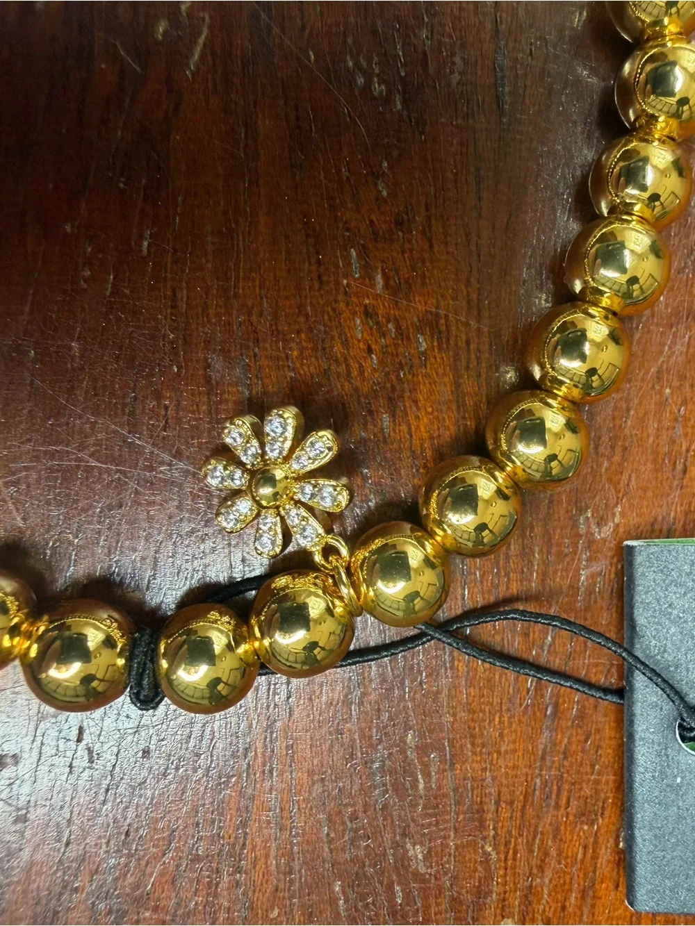 kate spade Gold Beaded Bracelet with Crystal Flower Charm